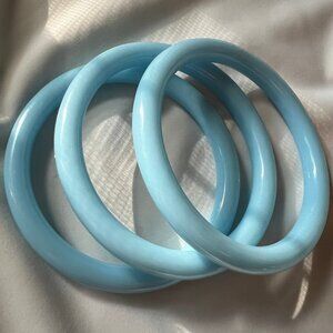 Vintage Sky Blue Plastic Bangles Costume Fashion 80s Retro Bracelet Set of 3